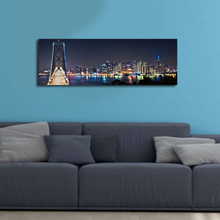 Wallity Cuadro Decorativo en Lienzo Iluminado con LED 30x90 cm Multicolor